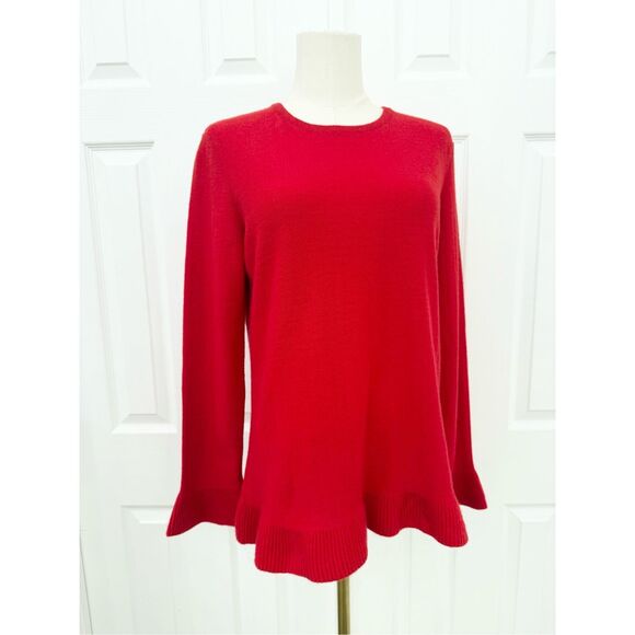 J. McLaughlin Sweaters - J.Mclaughlin Womens Red Cashmere Ruffle Hem Peplum Sweater Medium